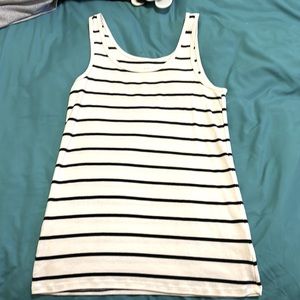 A New Day White with black stripes tank top